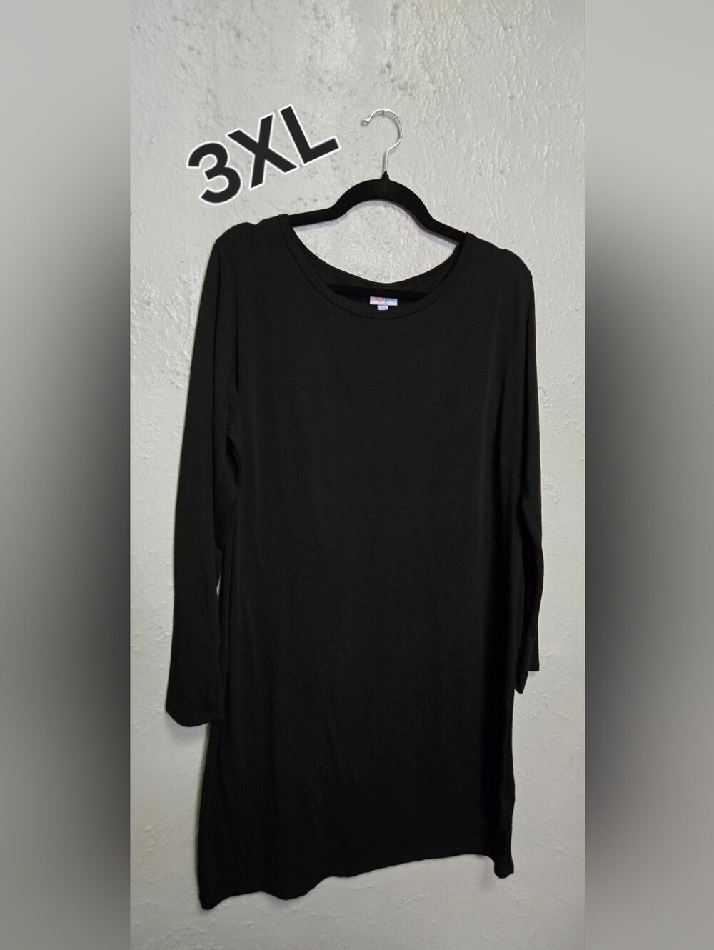 LuLaRoe Debbie dress, form-fitting, knee-length sheath; solid black Size 3XL